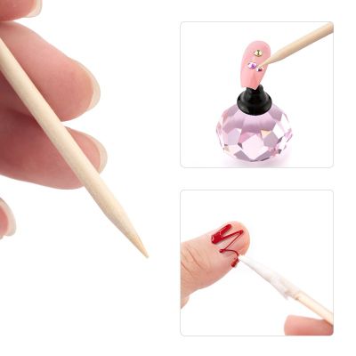 Nibiru Wooden Cuticle Pusher Remover Nail Orange Wood Stick Rhinestones Dotting Removal Manicure Pedicure Care Tool