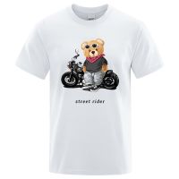 Men T-Shirt Locomotive Sunglasses Bear Print Short Sleeve Casual Unisex Clothing Oversized Size Leisure Tee Quality Streetwear