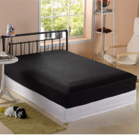 2021 Promotion New 1pc Black &amp; White 100 Polyester Solid Fitted Sheet Mattress Cover Four Corners with Sheet Band Bed Elastic