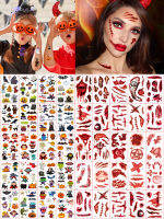 10Pcs ฮาโลวีนชั่วคราว Tattoo สติกเกอร์สยองขวัญฟักทอง Spider Ghost Aldults เด็กแต่งหน้า Stickr Holloween Party ตกแต่ง