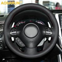 Black Leather Hand-stitched Car Steering Wheel Cover For Subaru Forester 2008-2012 Impreza 2008-2011 Legacy 2008-2010 Exiga 2 Steering Wheels Accessor