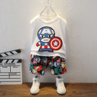 Boys Summer Sleeveless Suit Fashionable Childrens Western Style Baby Boys Vest Two-Piece Set Summer Clothes Fried Street Clothes