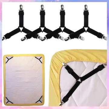 4pcs Adjustable Bed Sheet Fasteners With Clips, Keep Sheets In Place,  Tablecloth, Sofa Cover, Curtains, Tent Fixed Clips