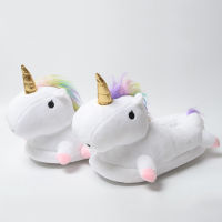 2021 Winter lovely Home Slippers Chausson Licorne White Shoes Women unicorn slippers animals pantuflas unicornio pantoufle femme