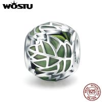 【❖New Hot❖】 WYSUYU SHOP Wostu กำไลข้อมือประดับลูกปัดมรกตสีเขียวใบไม้ต้นไม้ต้น925เงินสเตอร์ลิงแท้สำหรับผู้หญิง Cqc524เครื่องประดับ Diy