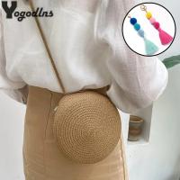 【CC】 Round Woven Beach Crossbody for Ladies Shoulder Rattan Knitted Color Small Handbag Bolsa