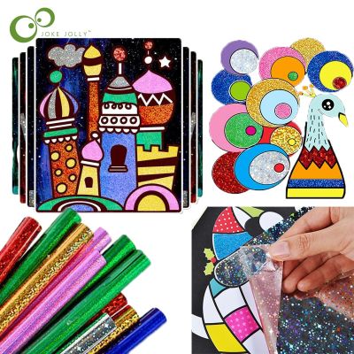 9pcs-15pcs Childrens DIY Shining Magic Transfer Colorful sticker Transfer Painting Crafts for Kids Arts Crafts Toys Gift