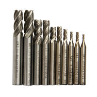 10ชิ้นเซ็ต HSS Carbide End Mill 4ใบมีด CNC เครื่องมือเส้นผ่านศูนย์กลาง2-10มม. เครื่องตัดขลุ่ย Router Bit CNC Mill เจาะ Bit