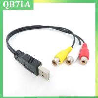 QB7LA Store USB Male Plug To 3 RCA Female AV Adapter Audio Converter connector Video A/V Cable to Cable for HDTV TV Television Wire Cord