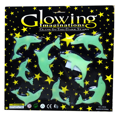 แผ่นติดผนังหรือเพดานเรืองแสงสำหรับเด็ก ฝูงโลมาแห่งท้องทะเล Glow in the Dark sticker for kids Dolphin Under Water World