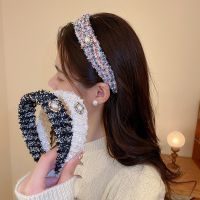 [COD] diamond-encrusted pearl oval headband autumn and winter 2023 new net red temperament pressing hair bundle accessories for women