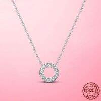 《 DTOU Fashion 》ผู้หญิงสร้อยคอเงิน925 CZ วงกลมรอบประกายปูสร้อยคอสำหรับผู้หญิงงานเลี้ยงวันเกิดพรรคเงินหญิงของขวัญ