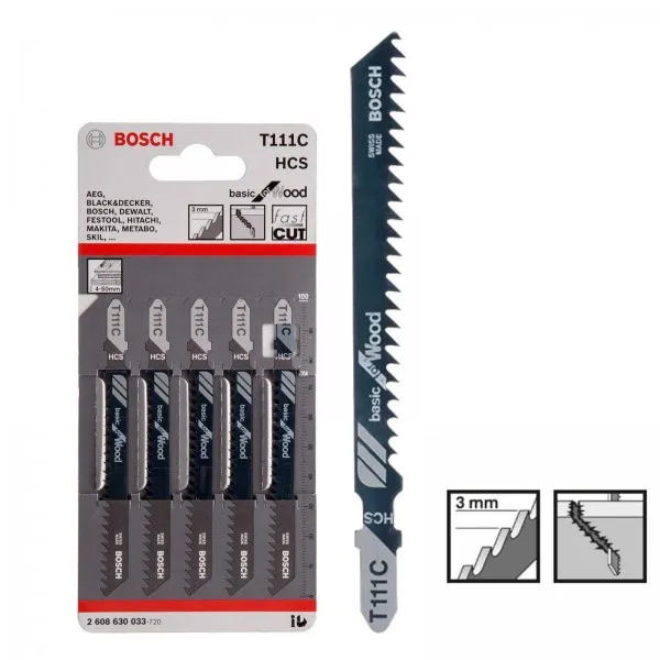 Bosch Stichsägeblatt Basic for Wood T 111 C 5er 2608630033