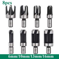 4Pcs 5/8 1/2 3/8 1/4 Wood Plug Cutter Drill Cutting Tool Drill Bit Set Straight And Tapered Taper Woodworking Cork Drill Bit