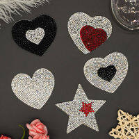 1PC Rhinestones หัวใจเพชรเย็บปักถักร้อยแพทช์สำหรับเสื้อผ้าเหล็กบน Transfer เสื้อผ้า Appliques Badge ลายสติกเกอร์-Yeors