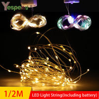 YESPERY 1M/2M LED แบตเตอรี่มินิ LED ทองแดงลวด Fairy String ไฟคริสต์มาสงานแต่งงาน Happy Party Decor