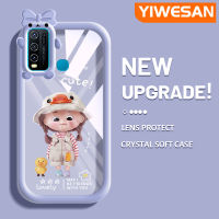 YIWESAN เคสสำหรับ VIVO Y30 Y30i Y50การ์ตูนน่ารักหมวกเด็กผู้หญิงเคสโทรศัพท์โปร่งใสกันกระแทกหลากสีใหม่เคสซิลิโคนนิ่มสุดสร้างสรรค์เคสป้องกันเลนส์กล้องถ่ายรูปลายสัตว์ประหลาดน้อย