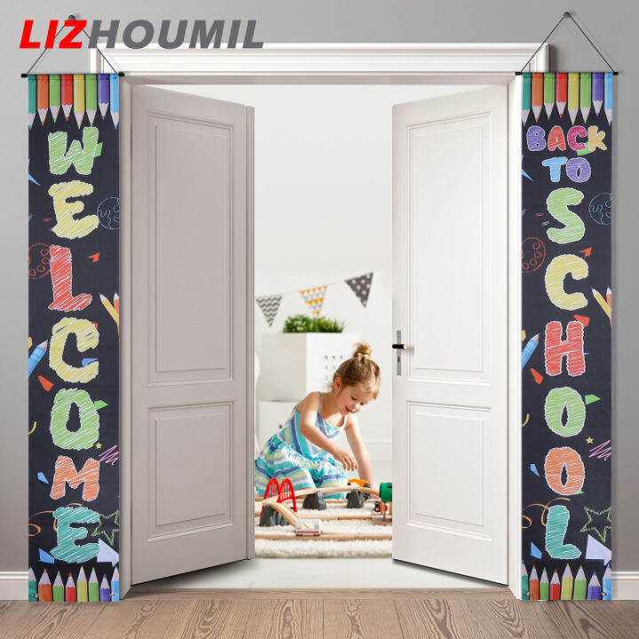 lizhoumil-แบนเนอร์ต้อนรับกลับโรงเรียน1คู่-อุปกรณ์ประกอบฉากสำหรับตกแต่งห้องเรียนชั้นประถมศึกษาปีที่1