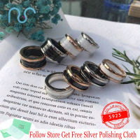 Famous Brand Luxury Ring Zero Ring Black White Ceramics Circles 925 Sterling Silver Ring Couples Gift Original Jewelry With Logo