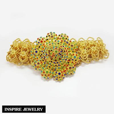 Inspire Jewelry ,เข็มขัดแบบโบราณ สีทอง หัวดอกไม้ สวยหรู สำหรับชุดไทย