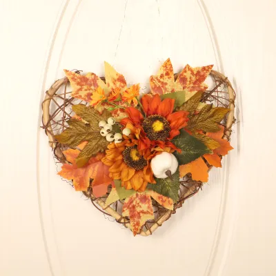 Sunflower Door Charm Autumn-themed Decoration Pumpkin Decoration Heart-shaped Wreath Maple Leaf Wreath