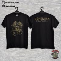 QUEEN BOHEMIAN RHAPSODY เสื้อยืดสีดำtee HITAM ROCK BAND UNISEX FULL COTTON TOR เสื้อผ้าโดย SKULL OF ROCK