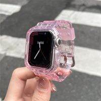 2023 New Letter Sport Clear Band + Case For Apple Watch 7 6 SE 5 4 3 Transparent Plastic Strap For iwatch Strap 41MM 40 38 44 45