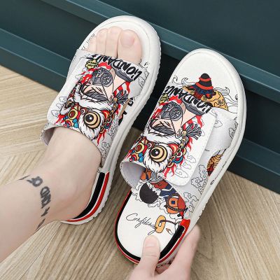 【Hot Sale】 Flip flops sandals hollow soft bottom beach shoes ins fashion mens slippers trendy summer art net red