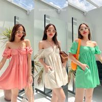 Linen poppy dress?(370฿ฟรีส่ง) เดรสลินินทรงแขนตุ๊กตา น่ารักมาก ใส่แล้วแบ๊วกรุบ ดีเทลเปิดไหล่ได้ สวยน่ารักเซ็กซี่แบบครบรส