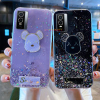 KONSMART เคสสำหรับ VIVO Y76 5G 2021 Ins,เคสโทรศัพท์แฟชั่นลายหมีเคสฝาหลัง TPU นิ่มรูปดาว Gillter สำหรับ VIVO Y76 2021