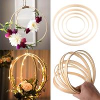 8-26cm Bamboo Ring Wooden Circle Garland DIY Hoop Round Catcher Flower Wreath Home Garden Wedding Festival Hanging Decor