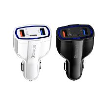 20piece 3 Ports USB Car Charger Quick Charge 3.0 PD Fast Charging Car Mobile Phone Adapter for Xiaomi Huawei Samsung S21 S22