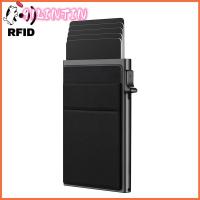 91LINTIN การปิดกั้น RFID ที่ใส่บัตรเครดิต อลูมิเนียมอลูมินัม ป้องกันการโจรกรรมป้องกัน กระเป๋าใส่บัตร มินิมอล บางเฉียบมาก กระเป๋าสตางค์ป๊อปอัพอัตโนมัติ ธุรกิจสำหรับผู้ชาย