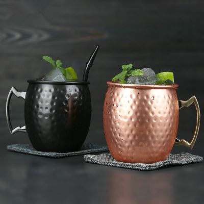 【High-end cups】550มิลลิลิตรมอสโกล่อแก้วทองแดงโลหะแก้วถ้วยสแตนเลสเบียร์ไวน์ถ้วยกาแฟแก้ว Drinkwares