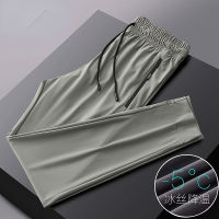 ฤดูร้อน Breathable ผ้าไหมน้ำแข็งสีดำ Sweatpants ผู้ชาย Joggers กีฬา Baggy กางเกงชาย Casual Track กางเกงขนาด7XL 8XL 9XL...