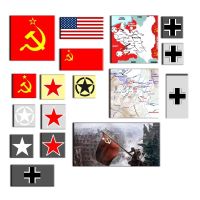 WW2 Military German Soviet Union U.S.A Germany Army Map Badge Emblem Flag MOC Figures Building Blocks Accessories Bricks Toys