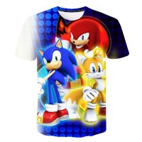 2023 NEW3D Sonic พิมพ์เสื้อยืดฤดูร้อนสำหรับเด็กอายุ4-14 Harajuku Casual Boy Girl