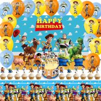 Disney Toy Story Kid Birthday Decoration Balloons Set Woody Happy Birthday Background Baby Shower Party Supplies Paper Tableware