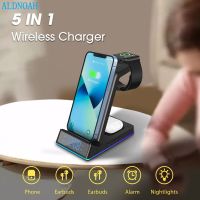 ZZOOI 5 in 1 Wireless Charger For iPhone 14 13 Pro Max 12 11 Apple Watch Series 8 7 Airpods Pro Charger Dock 15W Fast Charging Station