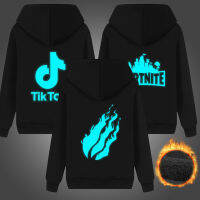 Fortnites Tik-Toks เสื้อสเวตเตอร์,เสื้อกันหนาวแบบสวมหัวพิมพ์ลายการ์ตูนเรืองแสงมีฮู้ดสำหรับเด็กผู้ชายเด็กผู้หญิงฤดูใบไม้ผลิฤดูหนาวปี0630