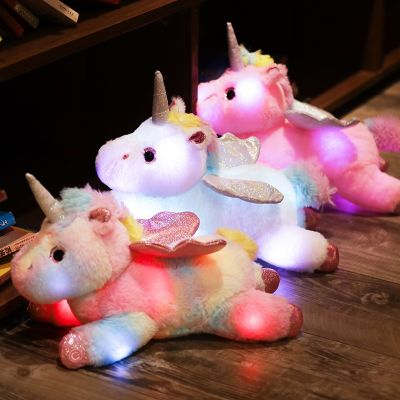 SDP ✵☍ AEOZAD Unicórnio eletrônico brinquedos de pelúcia animais boneca macia levou luz brilhante bebê garoto aniversário presente natal