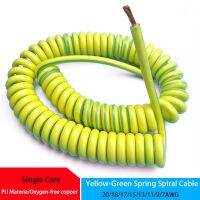 【LZ】 Cabo espiral da mola do único núcleo fio de cobre fio telescópico shrinkable amarelo-verde 20 18 17 15 13 11 9 7AWG