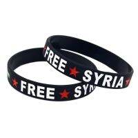 1 PC Free Syria Silicone Bracelet Flag Logo Ink Filled Color Adult Size Electrical Connectors