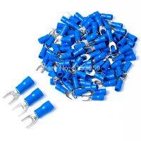 【Wireless】 100Pcs SV Series ส้อมฉนวนสายไฟ Crimp Terminals A.W.G 16-14 Spade Terminals Crimp Wire Connectors