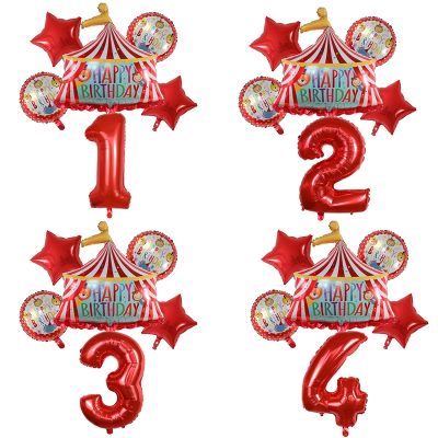 Red Circus ชุดลูกโป่งสำหรับเต็นท์วันเกิด,ลูกโป่งฟอยล์ตัวเลข30นิ้วสำหรับงานปาร์ตี้ธีมสัตว์เด็ก39; S ของตกแต่งงานวันเกิดสำหรับเด็กหรูหรา