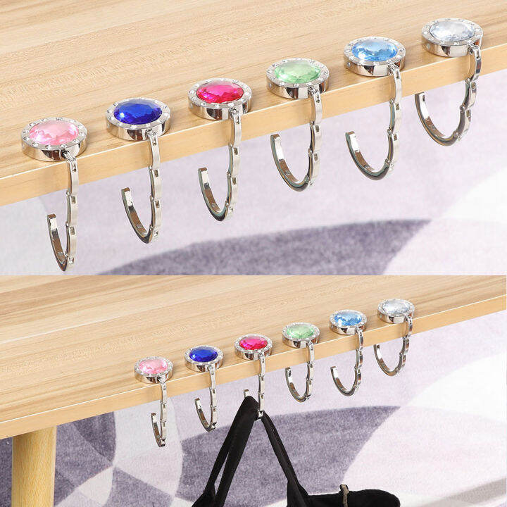 Creative Alloy Crystal Hooks Folding Bag Holder Tableside Bag hook