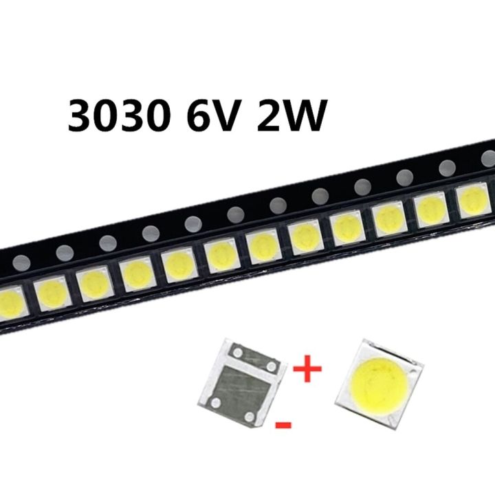 50pcs-tcl-led-backlight-high-power-2w-3030-6v-current-200-250ma-color-temperature-15000-20000kl-white-tv-application-electrical-circuitry-parts