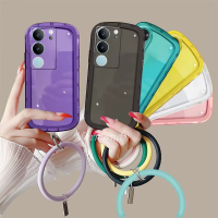 เคสมือถือแฟชั่น VIVO V29 5G VivoV29 Pro 5G 2023ใหม่หลากสีพร้อมสายรัดข้อมือซิลิโคนถุงลมนิรภัย TPU ใสนุ่มปิดคลุมป้องกันการกระแทกเลนส์เต็มรูปแบบ