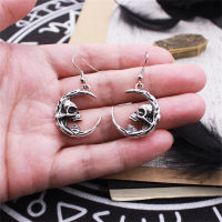 Earrings Earing Personality Hook Goth Dark For Skull Moon Trend Dangle Skull Moon Earrings