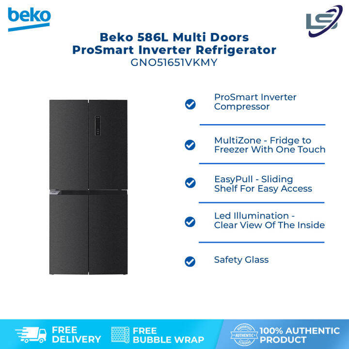 Beko 586L Multi Doors ProSmart Inverter Refrigerator GNO51651VKMY MultiZone EasyPull Led